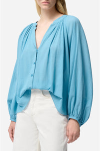Blouse à col rond Edme - Bleu Horizon
