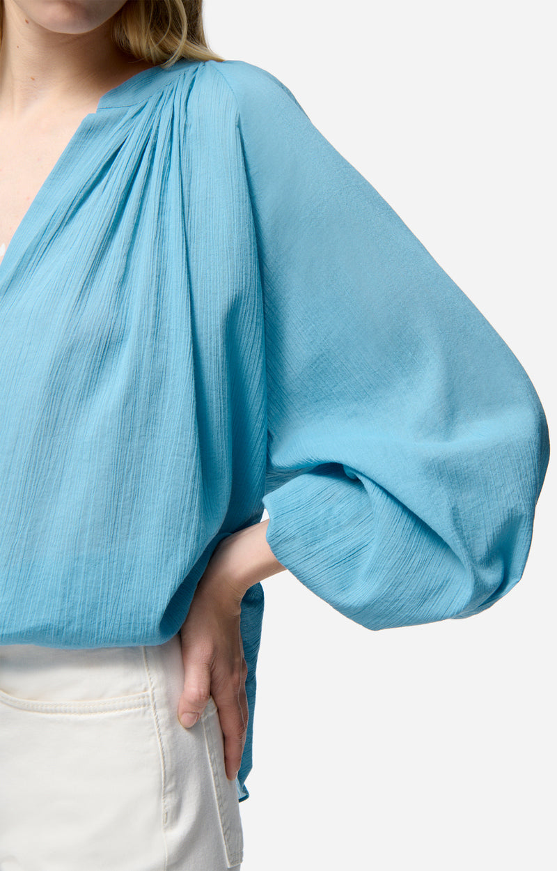 Blouse à col rond Edme - Bleu Horizon