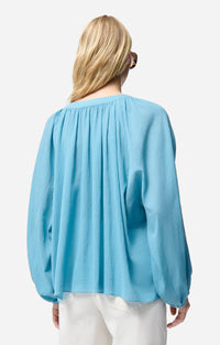 Blouse à col rond Edme - Bleu Horizon