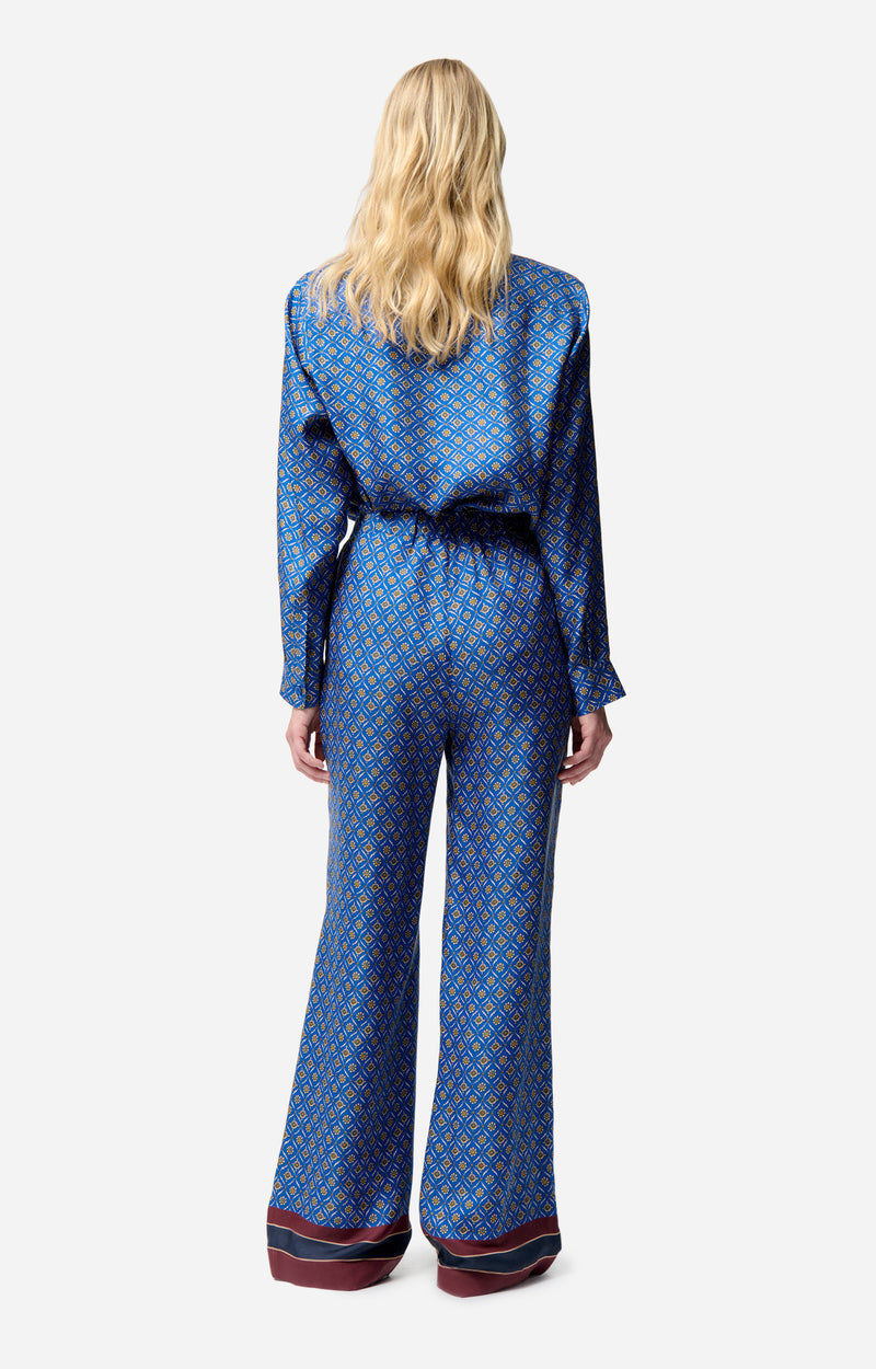 Pantalon Fredo en soie mélangée - Marine