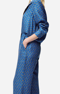 Pantalon Fredo en soie mélangée - Marine