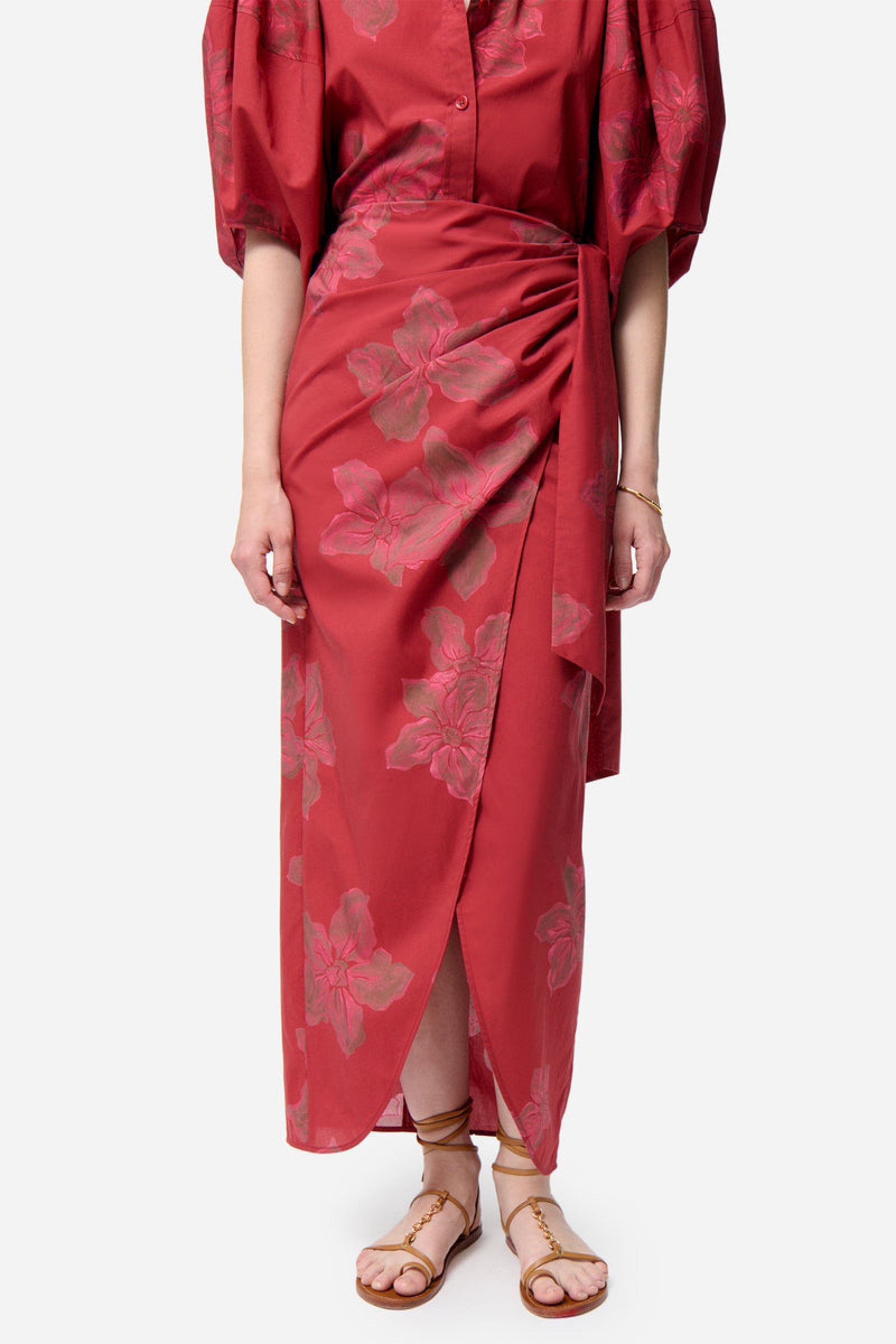 Ewa wrap midi skirt - Cherry