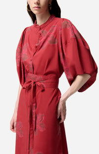 Robe midi Flora - Cerise