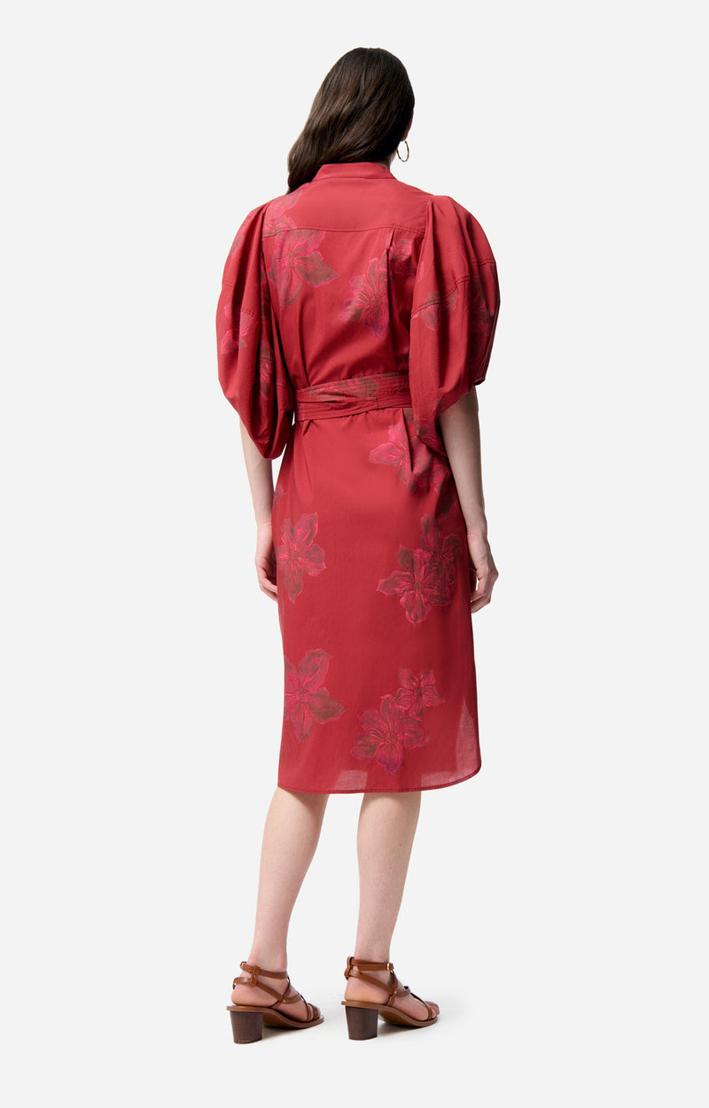 Robe midi Flora - Cerise