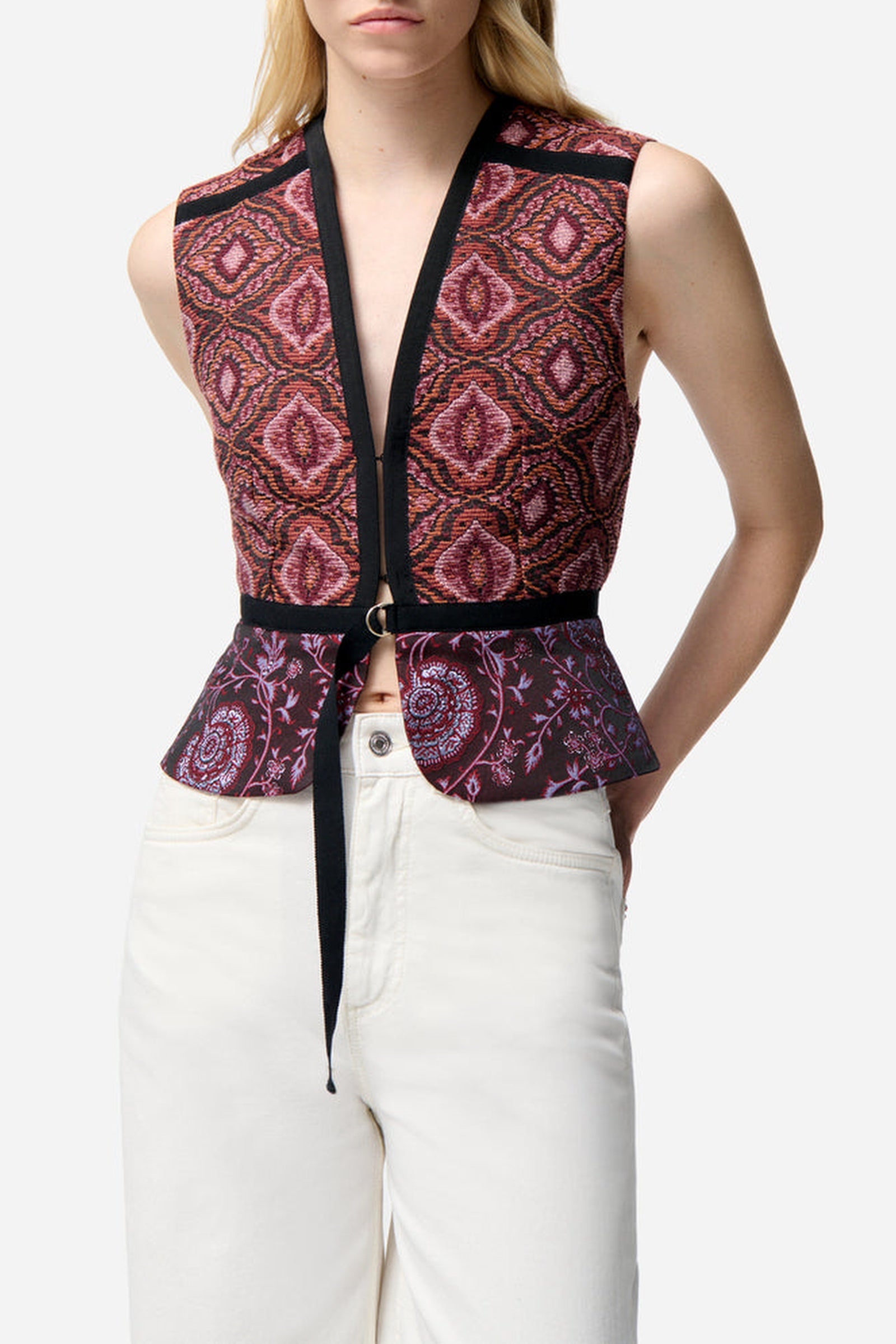 RECO : 130 // Veste Filipo en coton - Multicolore & Rose