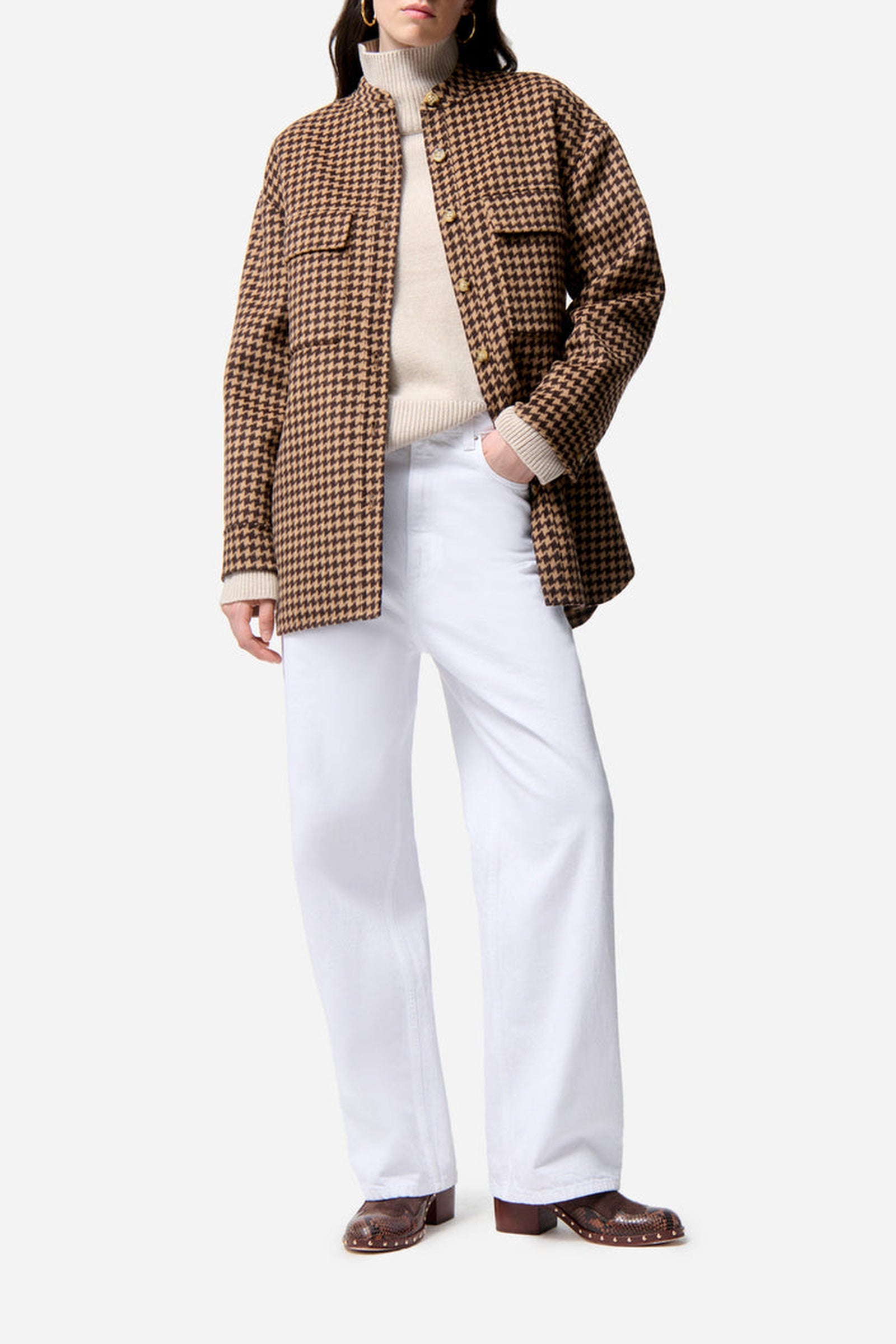 RECO : 195 // Veste style surchemise Florian en laine - Noir & Noisette