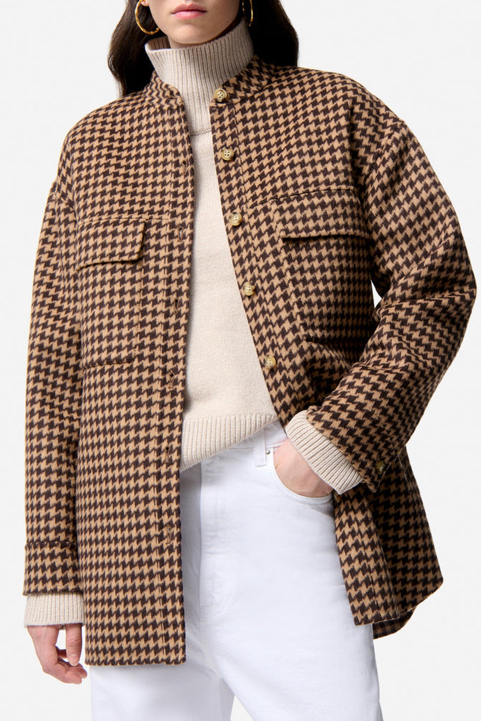 RECO : 195 // Veste style surchemise Florian en laine - Noir & Noisette