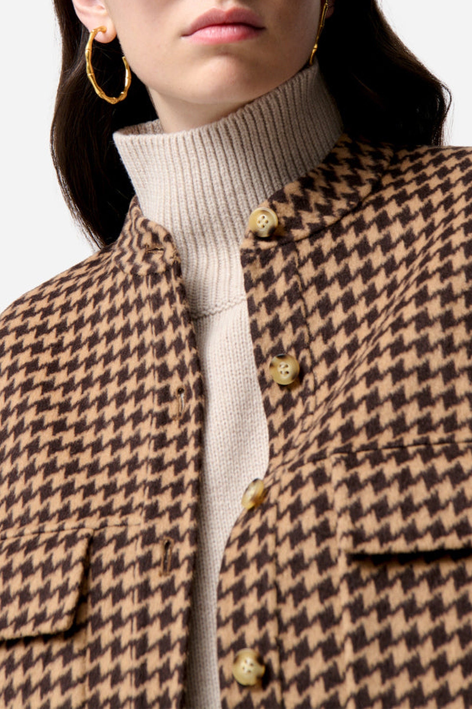 RECO : 195 // Veste style surchemise Florian en laine - Noir & Noisette