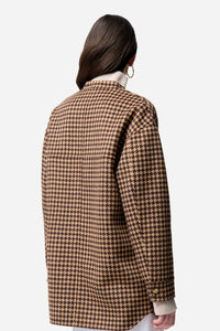 Florian wool shirt-style jacket - Black & Hazelnut