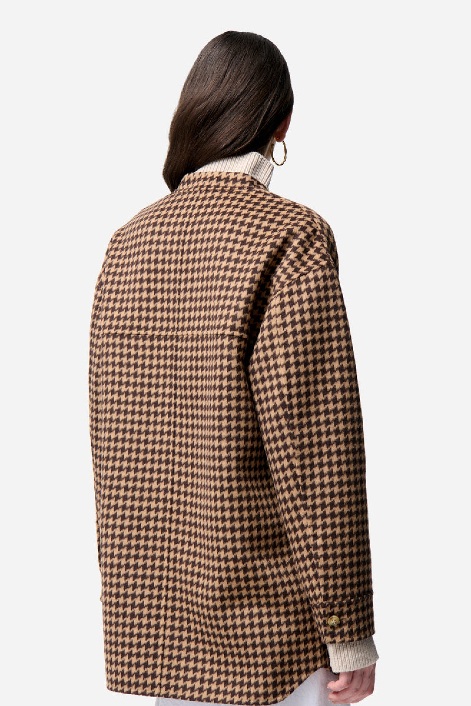 Florian wool shirt-style jacket - Black & Hazelnut
