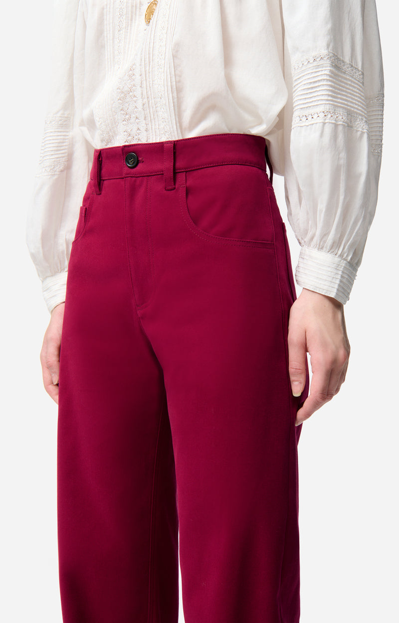 Pantalon droit taille haute Farel - Carmin
