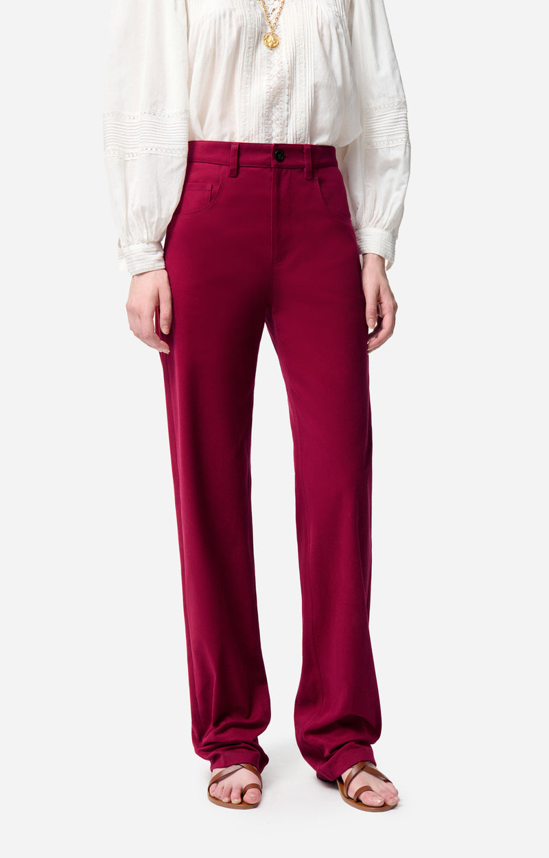 Pantalon droit taille haute Farel - Carmin