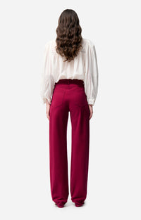 Pantalon droit taille haute Farel - Carmin