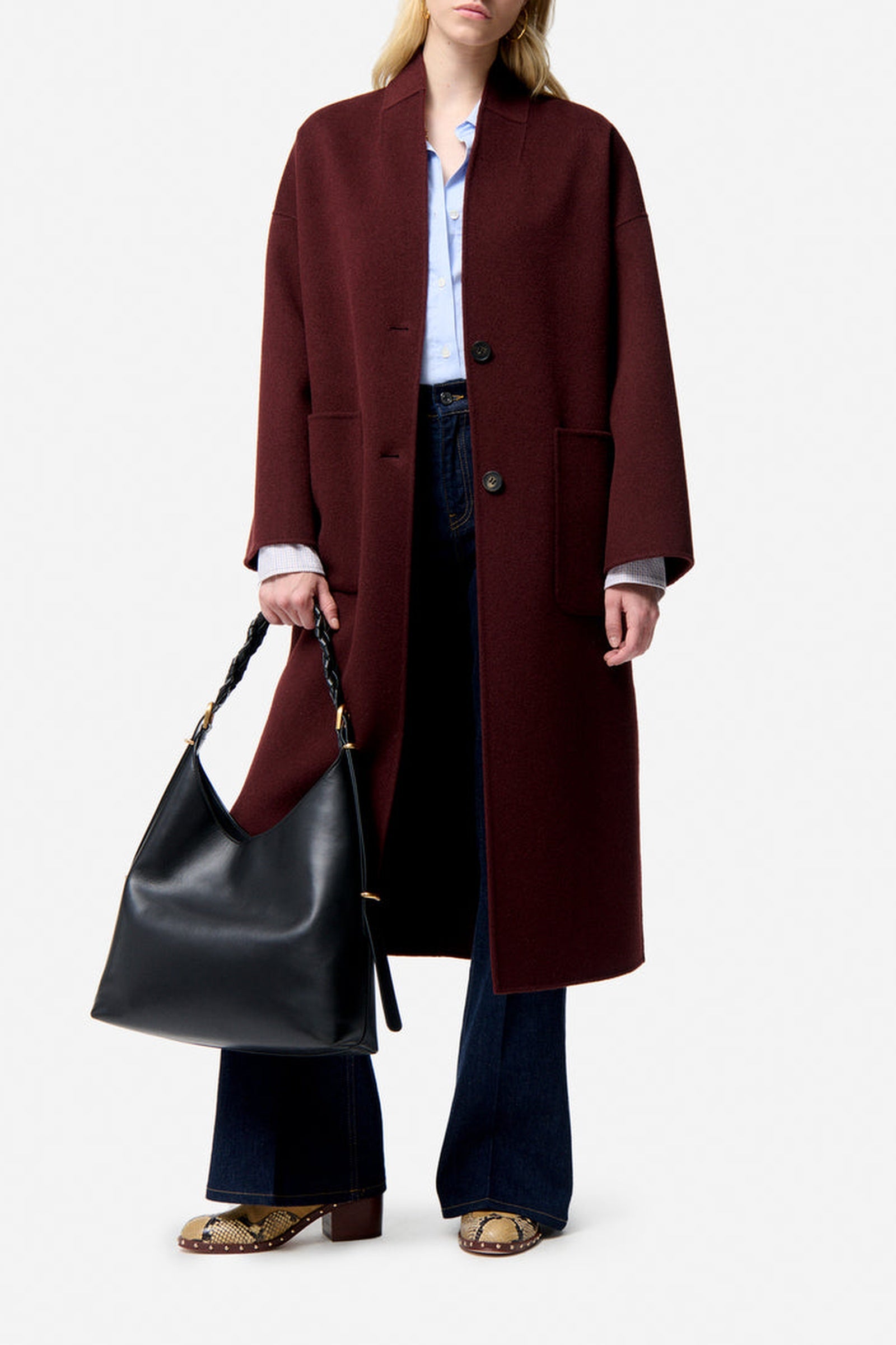 RECO : 290 // Manteau Bachir en laine - Lie de vin & Bordeaux