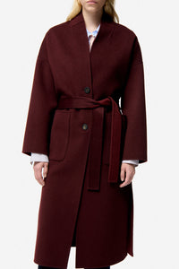 Bachir wool coat - Wine-red & Bordeaux