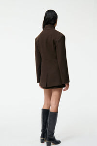 French-style wool blazer - Brown