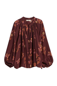 Blouse à col tunisien Edme - Bordeaux