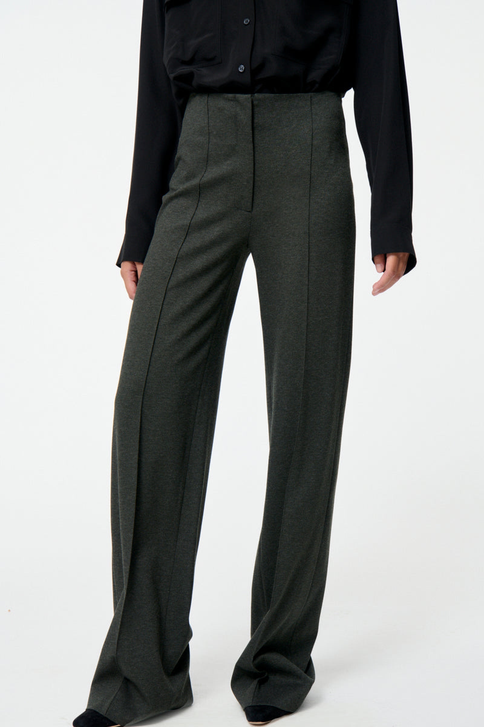 Faru high-waisted straight-leg trousers - Khaki