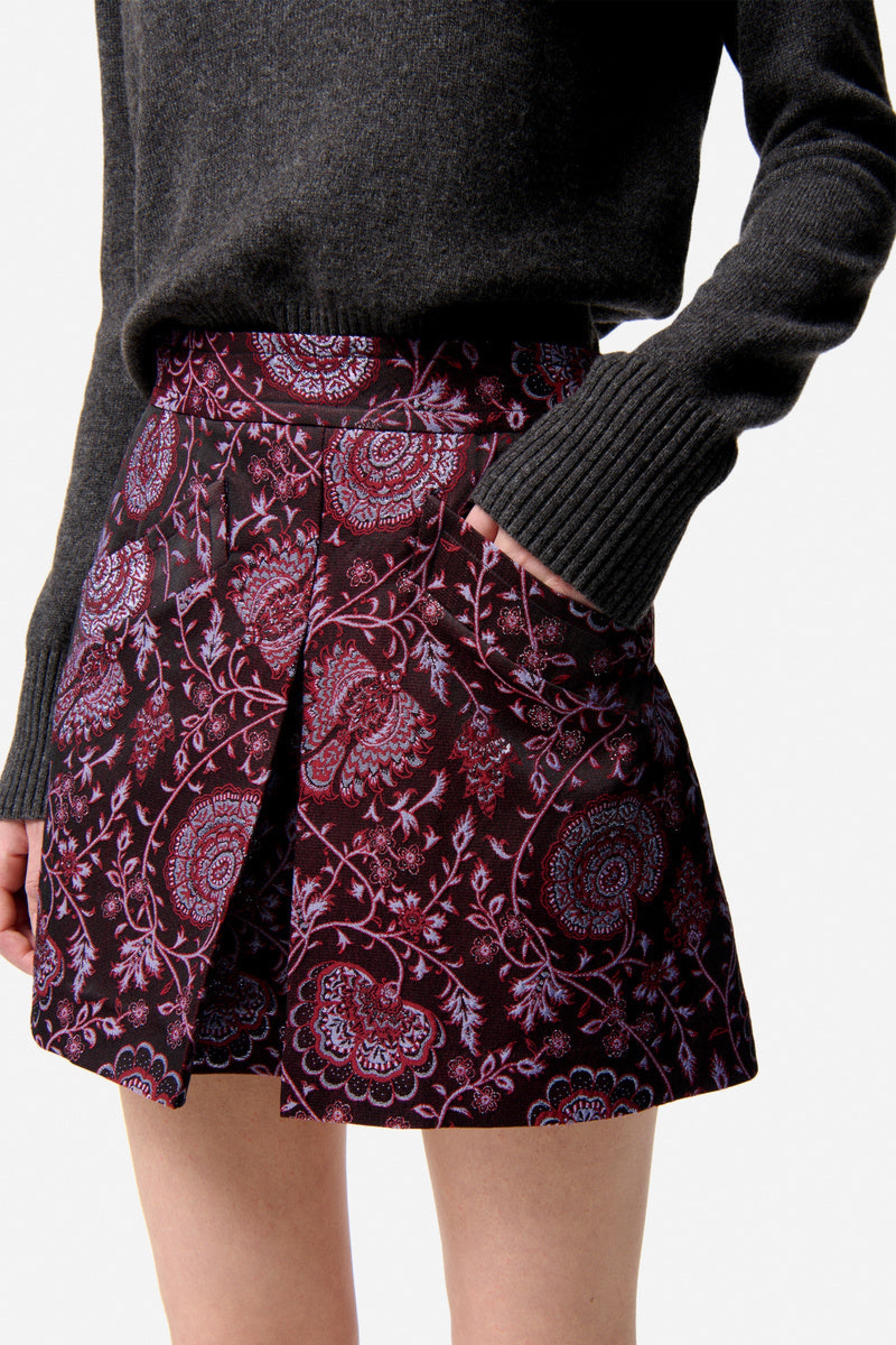 Fikir Skirt - Burgundy & Metallic