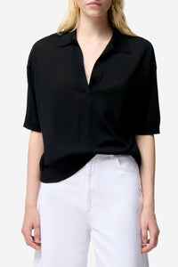 RECO : 80 // Pull polo Faby en laine - Noir