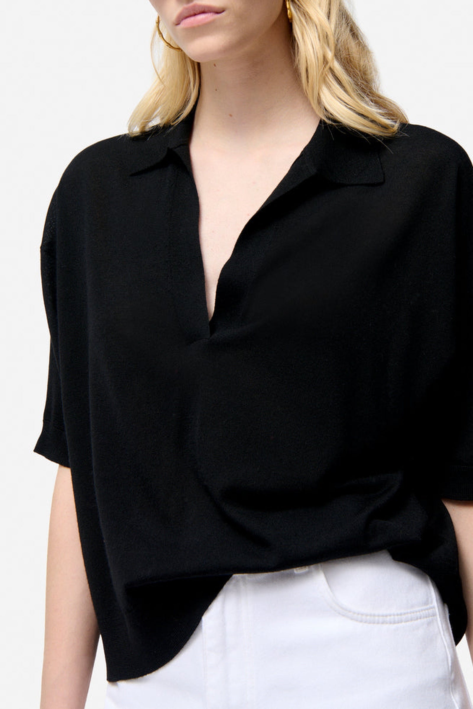 RECO : 80 // Pull polo Faby en laine - Noir