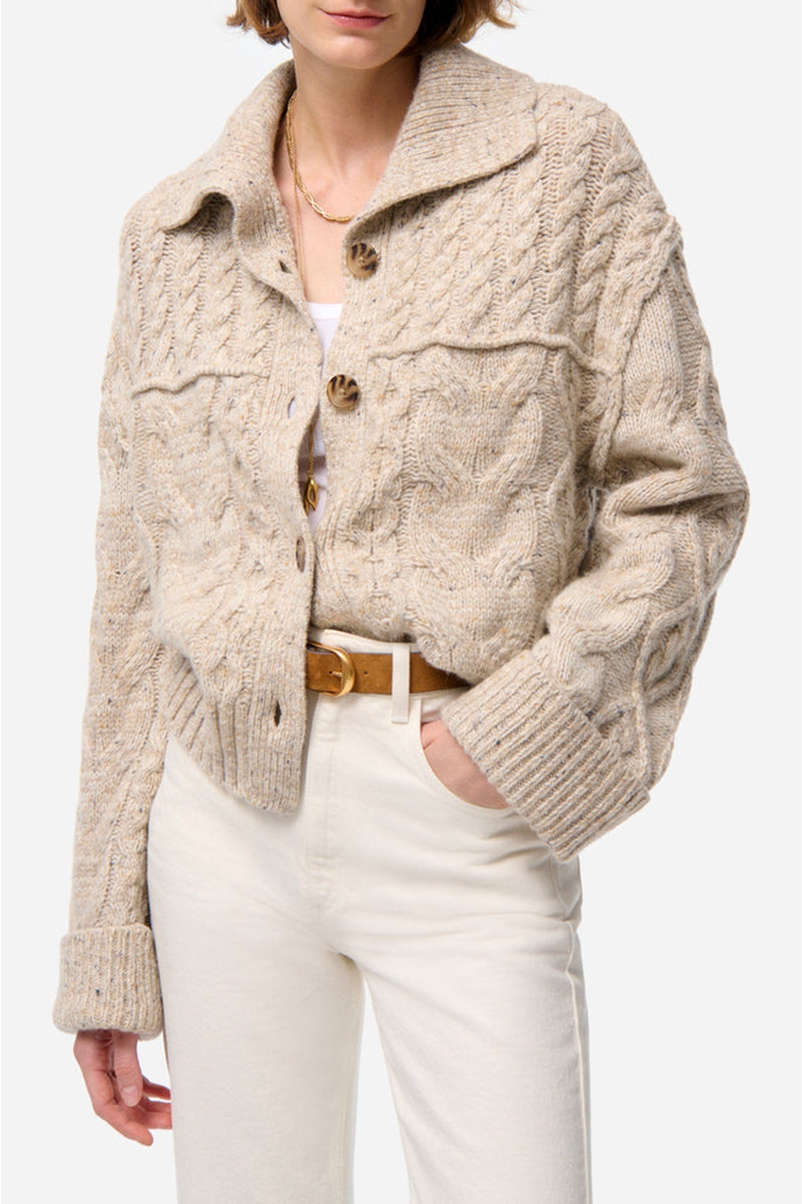 Cardigan Forest en laine - Beige