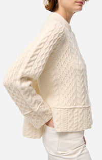Pull Folk en laine - Écru