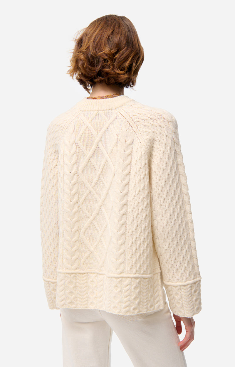 Pull Folk en laine - Écru