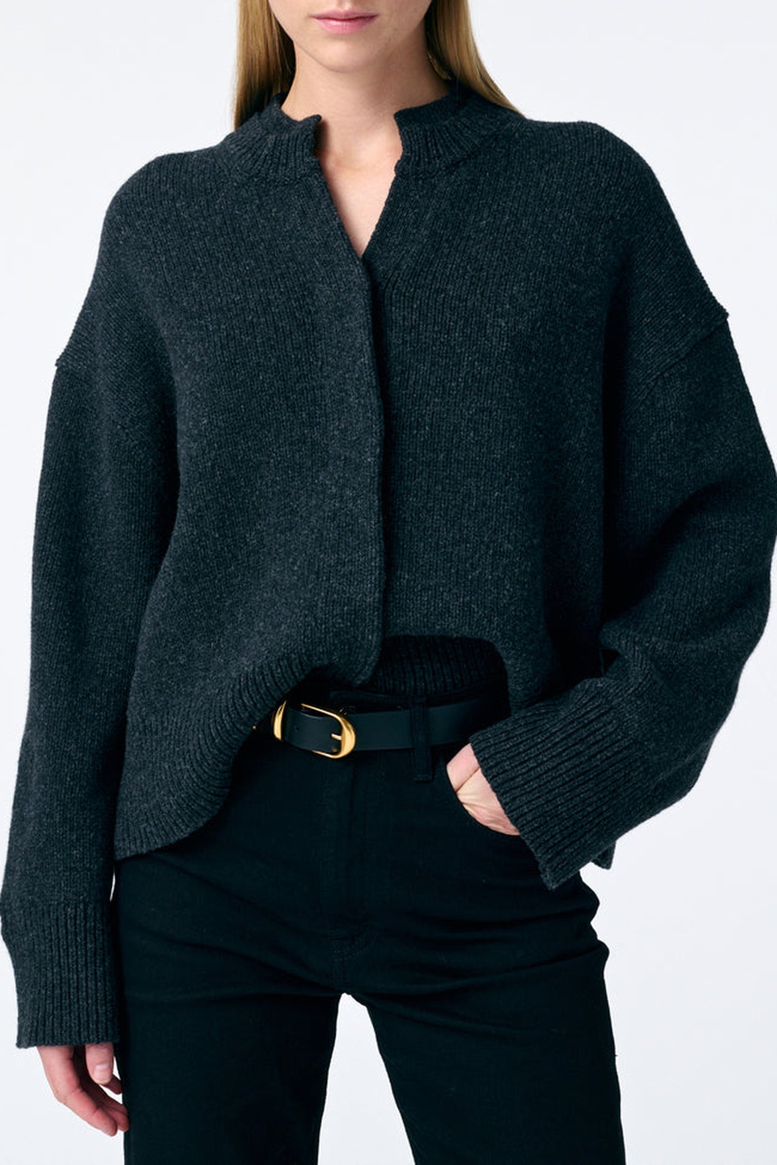 Cardigan Fennel en laine - Anthracite