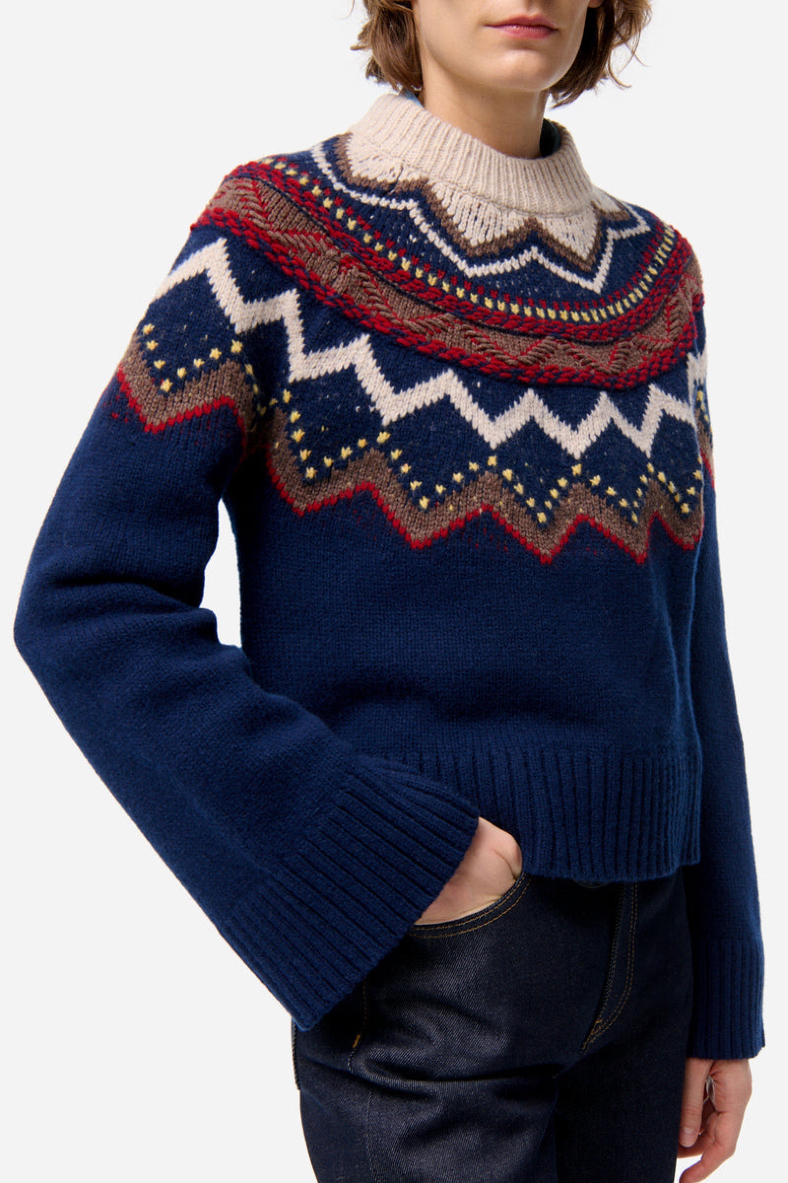Pull Fenicia en laine - Marine