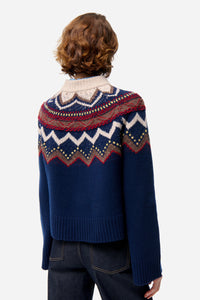 Pull Fenicia en laine - Marine