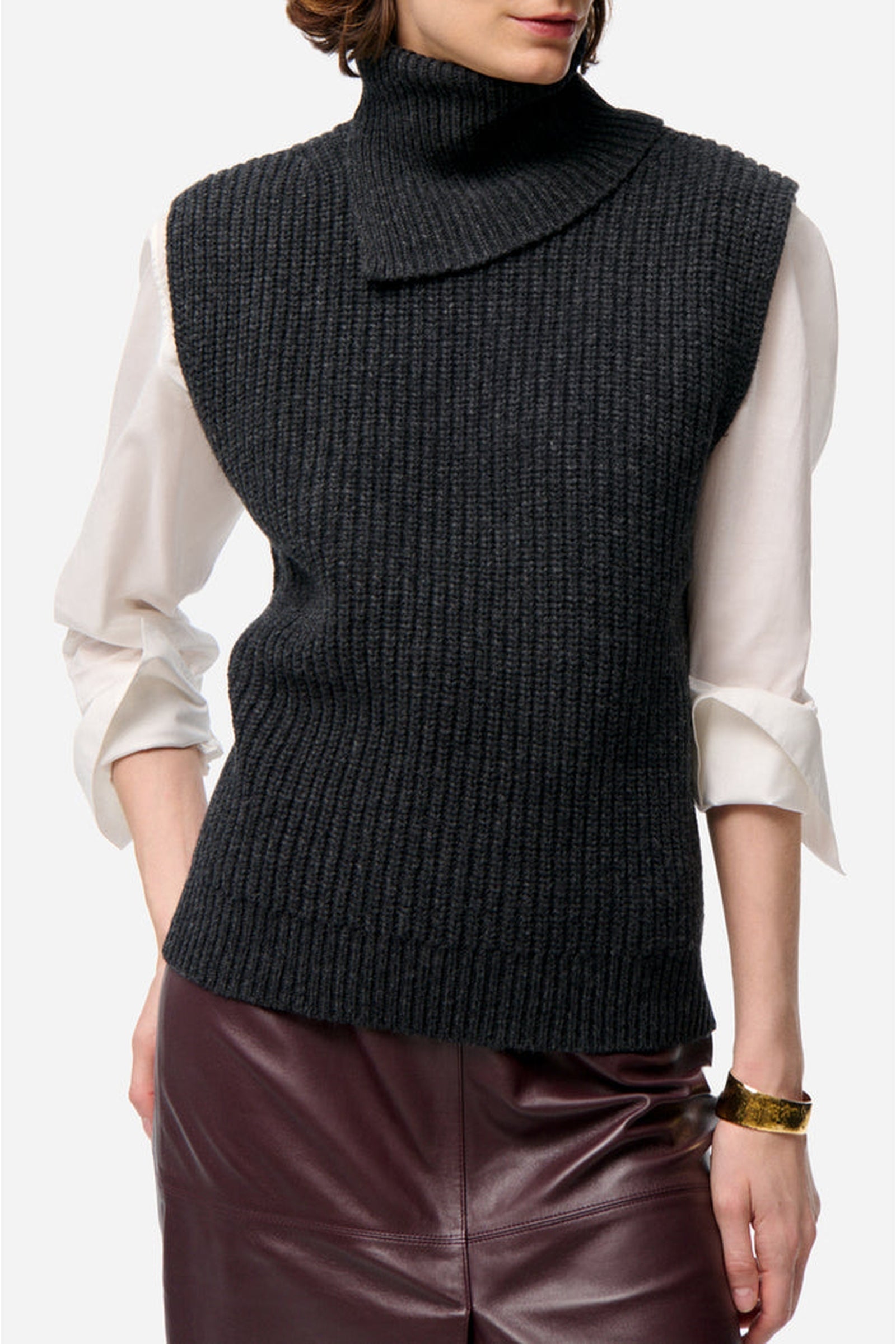 Pull sans manches Finley en laine - Anthracite