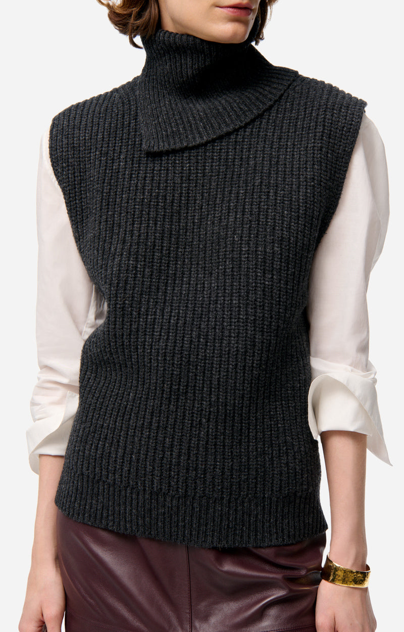Pull sans manches Finley en laine - Anthracite