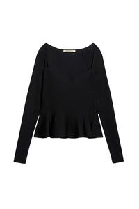 Pull Flower à encolure carrée - Noir