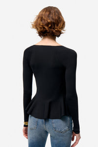 Pull Flower à encolure carrée - Noir