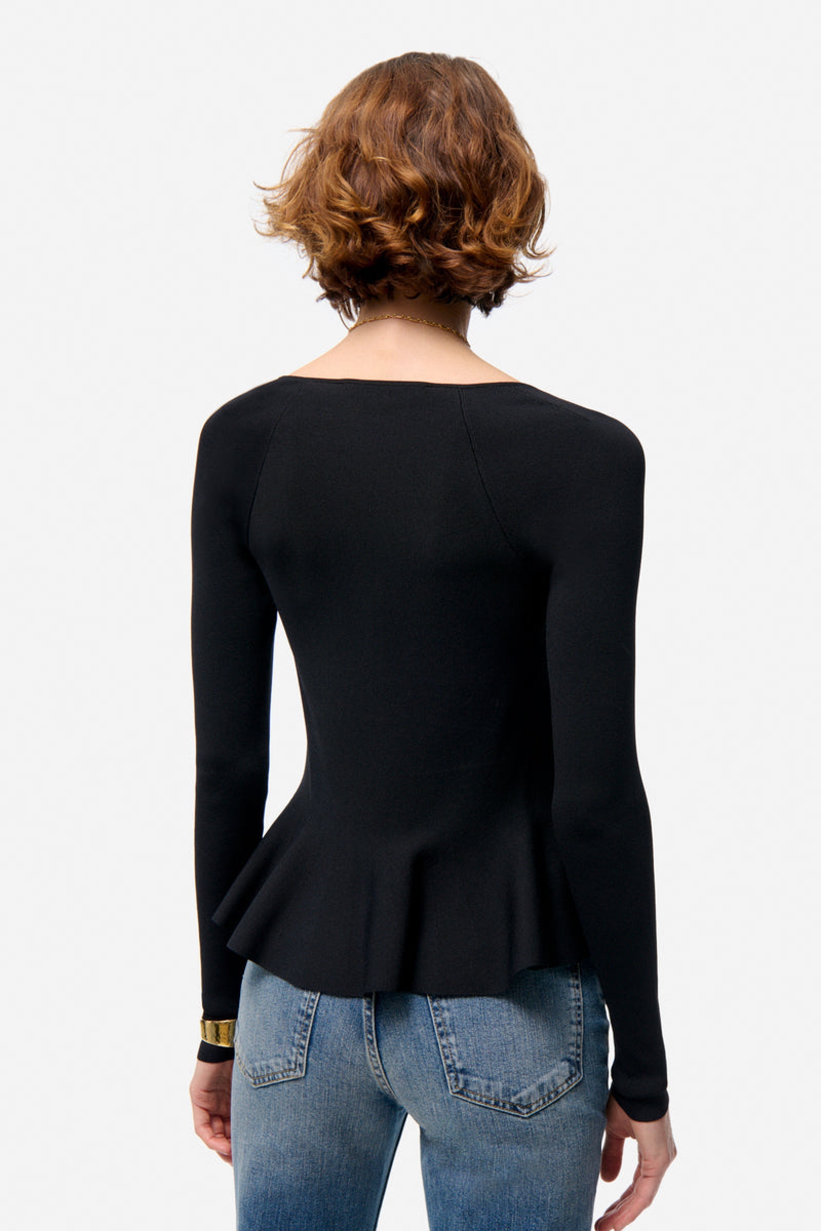 Pull Flower à encolure carrée - Noir