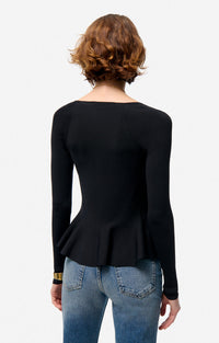 Pull Flower à encolure carrée - Noir