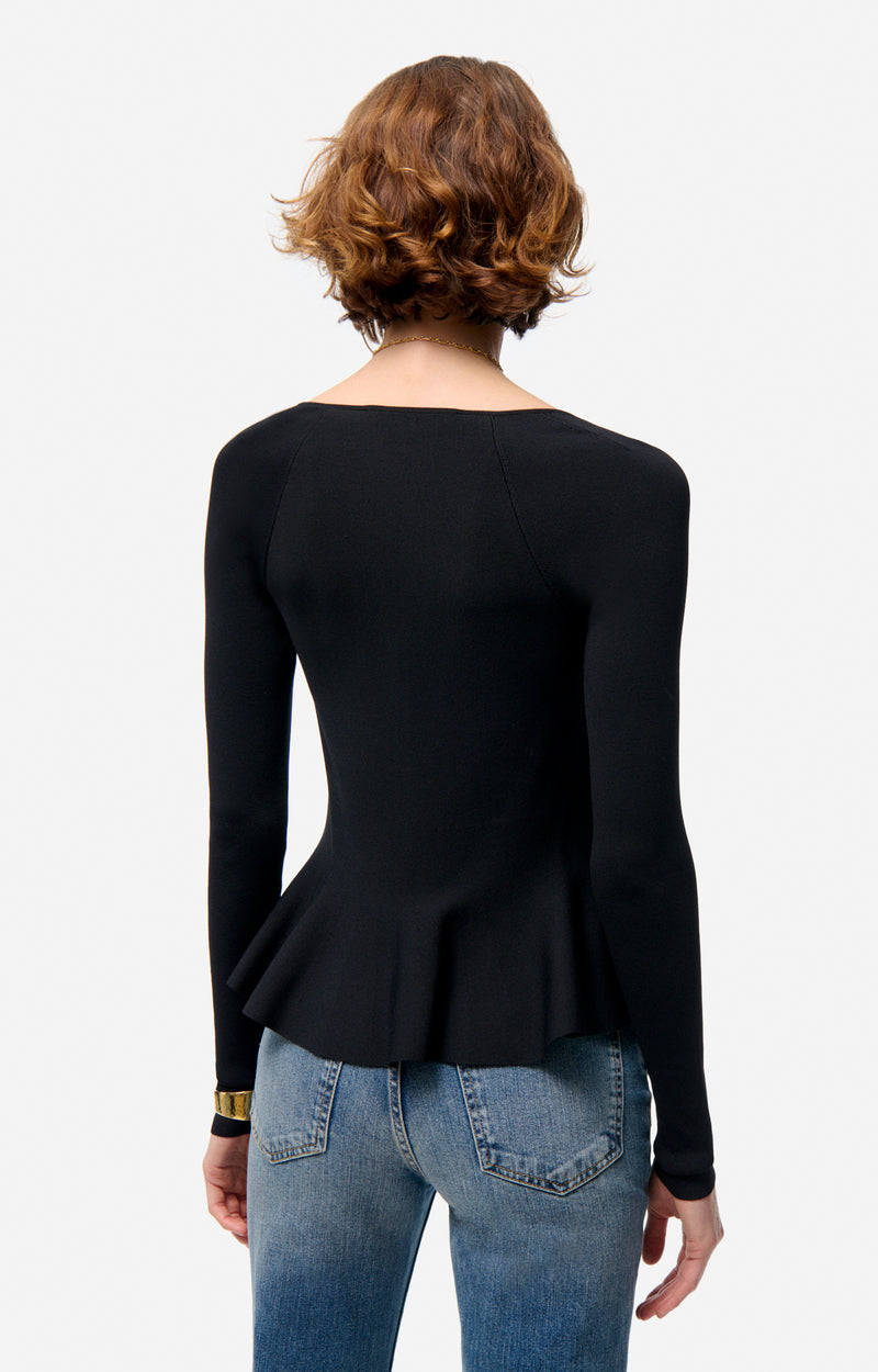 Pull Flower à encolure carrée - Noir