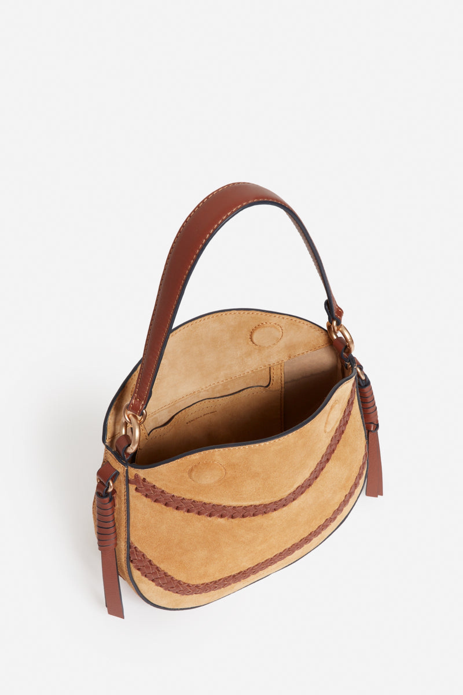 Small Daily tote bag in suede leather - Caramel