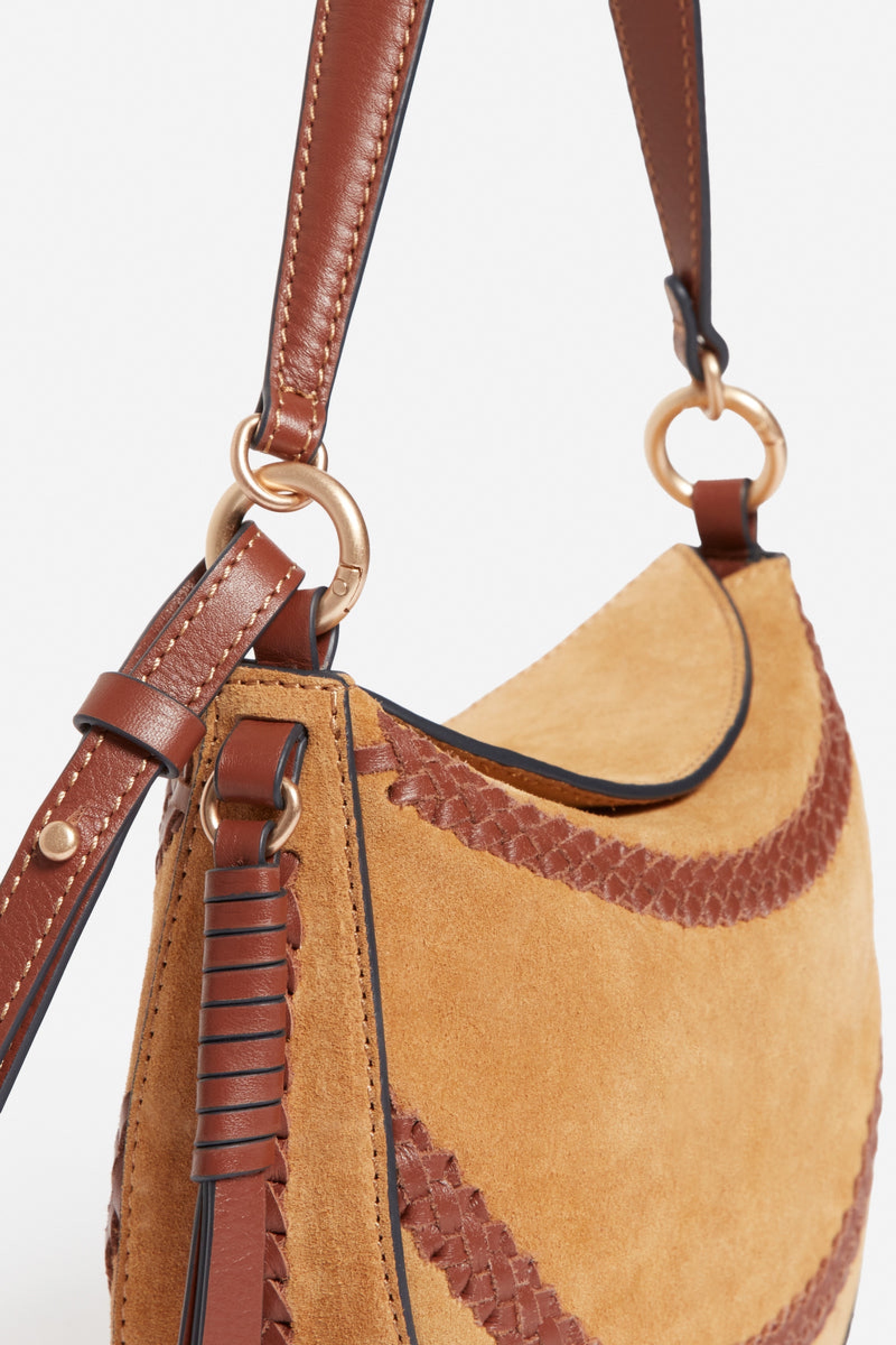 Small Daily tote bag in suede leather - Caramel