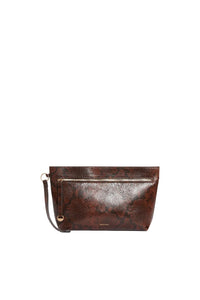 Zip-fastened leather clutch bag - Fawn