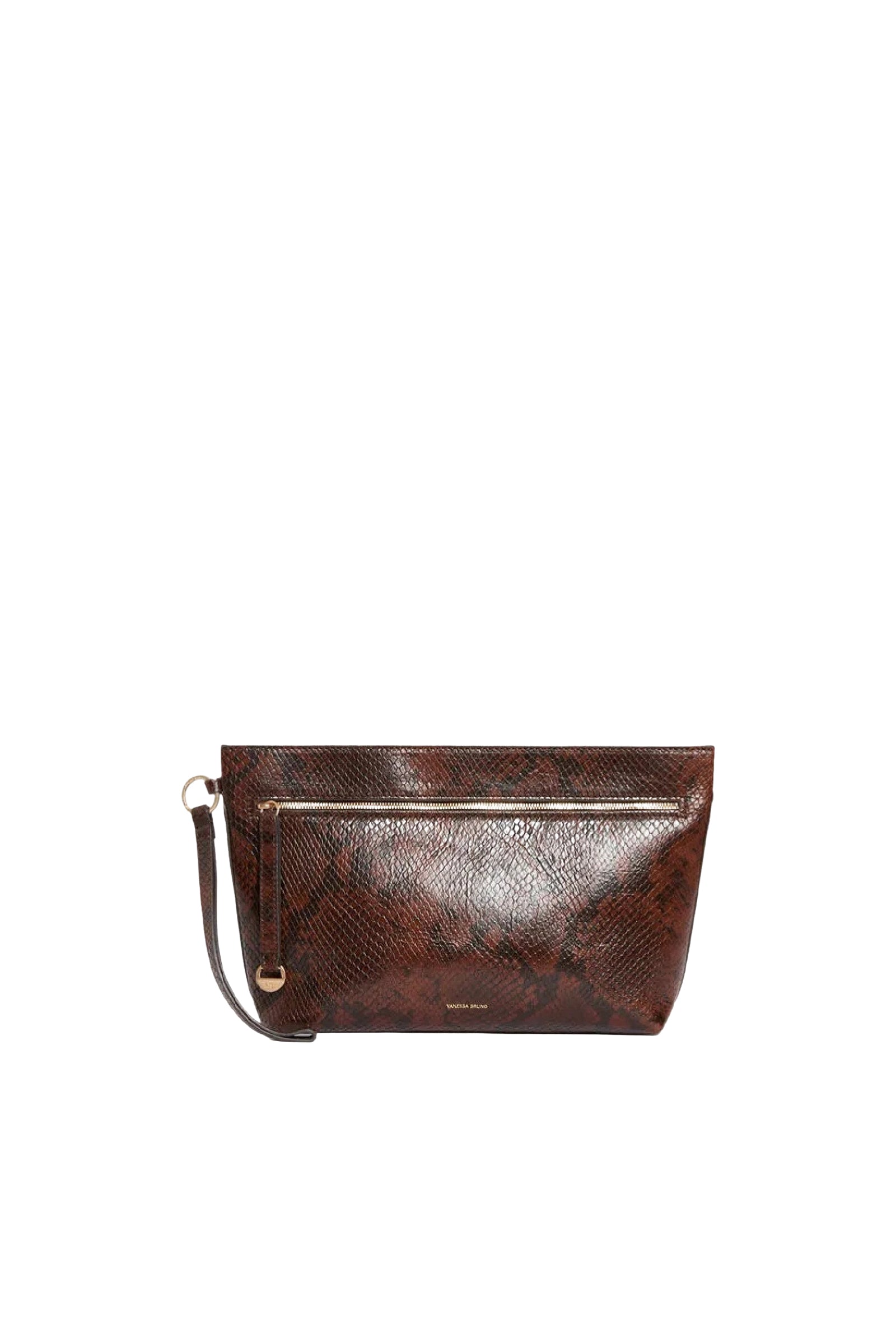 Zip-fastened leather clutch bag - Fawn
