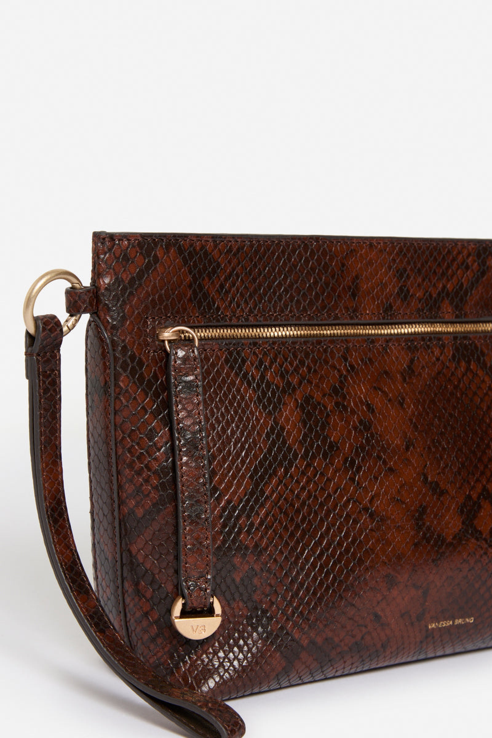 Zip-fastened leather clutch bag - Fawn