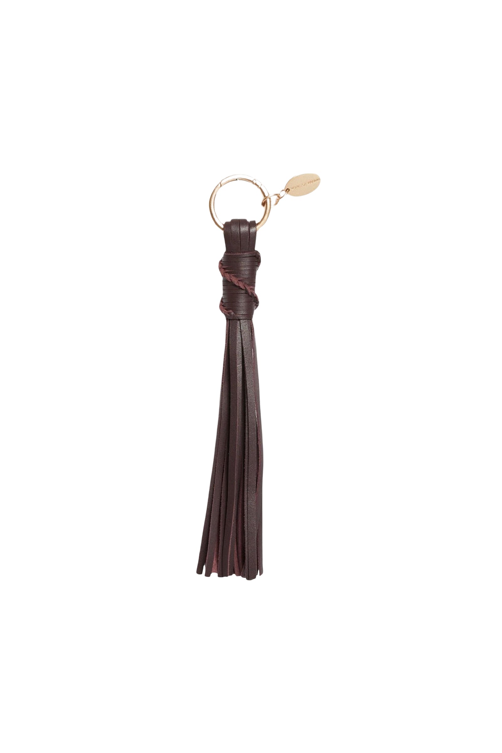 Leather pompom charm - Brown