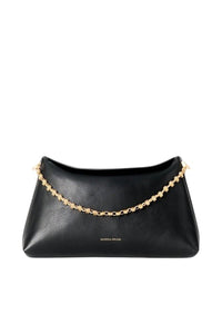 Grande pochette Daily Chain en cuir lisse - Noir