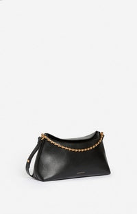 Grande pochette Daily Chain en cuir lisse - Noir