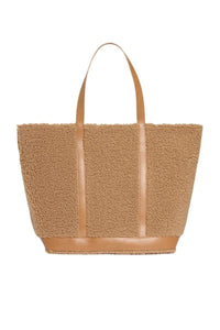 Cabas L zippé en shearling - Caramel