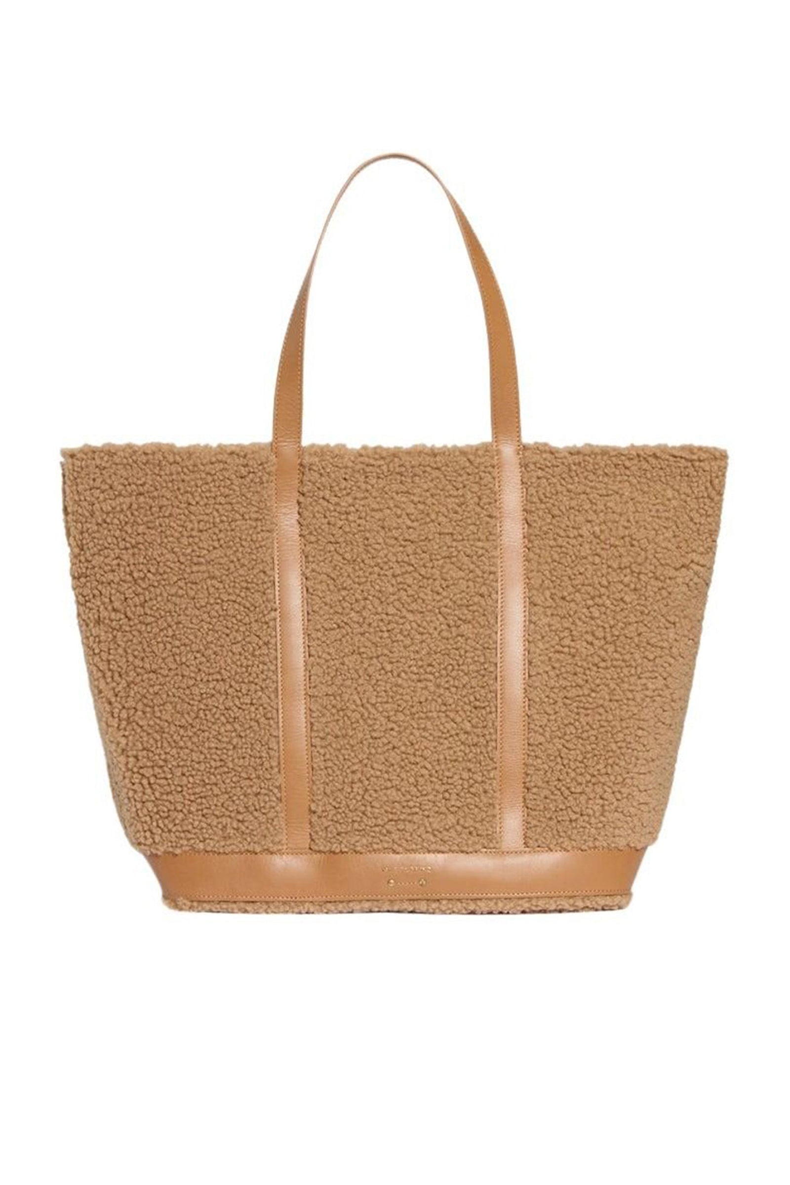 Cabas L zippé en shearling - Caramel