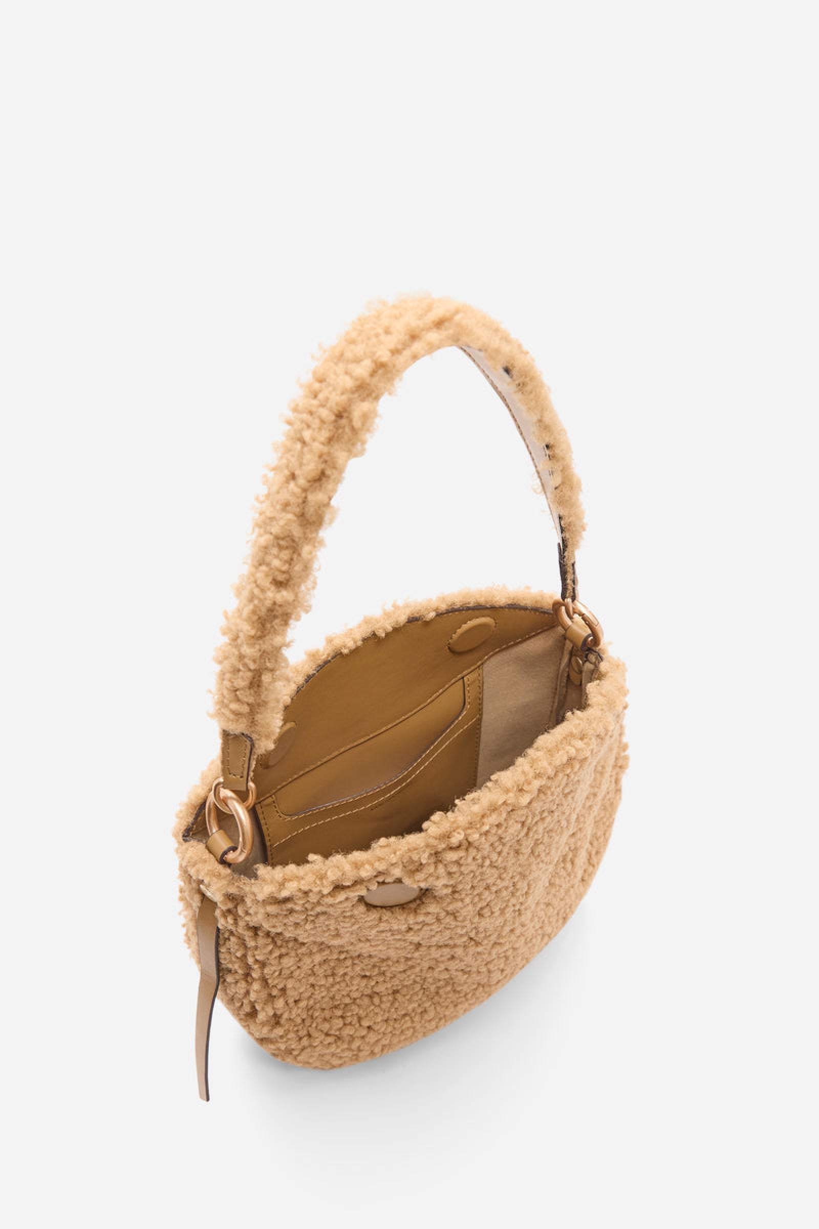 Small Daily bag in shearling - Caramel
