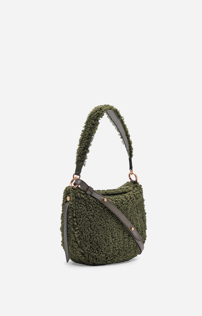 Petit sac Daily en shearling - Kaki